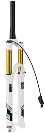 Lloow Spares Bicycle Air MTB Front Fork 26 / 27.5 / 29 Inch, 140mm Travel Lightweight Alloy 1-1 / 8" Mountain Bike Suspension Forks 9mm White Cycling Suspensions, Tapered Remote, 27.5 inch