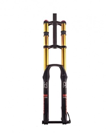 DYM Spares Bicycle decompression front fork Mountain bike double shoulder pneumatic front fork Large stroke barrel shaft Downhill front fork damping rebound(Color:gold, Size:29'')