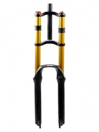 JIE KE Mountain Bike Fork Bicycle Front Fork Air Suspension Fork Downhill Suspension Fork 26 27.5 29 Inch Disc Brake Bicycle Fork MTB 1-1 / 8 1-1 / 2 Mountain Bike Fork 135mm Travel QR With Damping ( Color : B-GOLD , Size : 26IN )