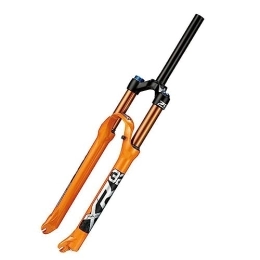 Generic Mountain Bike Fork Bicycle Suspension Fork 26 / 27.5 / 29" for Mountain Bike Double Shoulder Downhill Abseiling Shock Absorber Straight Tube Ultralight Bicycle Shock Absorber, Orange, 27.5inch