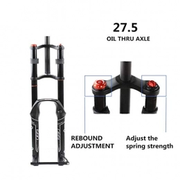 anxia Mountain Bike Fork Bicycle suspension fork 26 v brake Mountain bike fork 26 / 27.5 / 29er Double Shoulder Air Resilient Oil Damping For Disc Brake Suspension Fork Bicycle Accessory (Color : 27.5 OIL AXLE)