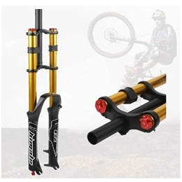 SHKJ Spares Bike Suspension Fork 26 / 27.5 / 29" For Mountain Bike DH XC MTB Air Fork 130mm Travel Double Shoulder Downhill Straight Tube Bicycle Front Fork Rebound Adjust (Color : Gold, Size : 27.5inch)