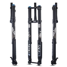 BOLANY Spares BOLANY Downhill Mountain Bike Air Suspension Front Fork Double Shoulder Inverted Aluminum Alloy Thru-Axle Boost Spacing 15 * 110mm Fork Fit for Disc Brake 26 / 27.5 / 29 Inch Tire (Tapered Steerer)