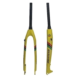 DFNBVDRR Spares Carbon Fiber MTB Front Fork 26'' / 27.5'' / 29'' Rigid Fork Quick Release Straight Tube Disc Brake Mountain Bike Fork (Color : Yellow, Size : 27.5'')