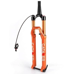 CATAZER Bike Air Suspension Fork, 27.5/29 Inch MTB Fork 140mm Travel, Tapered Tube 1-1/8 and 1-1/2 Mountain Bike Fork Thru Axle 15mm×100mm with Rebound Damping (Orange-Remote-Lockout,29")