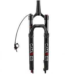 catazer Spares CATAZER MTB 27.5 / 29er Bike Air Suspension Forks Remote / Hydraulic Lockout with Rebound Damping, Travel 100mm, Straight / Tapered Tube QR 9x100mm for XC Mountain Bike (Black Tapered Remote Lock, 29er)