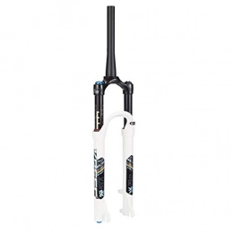 CHICTI Mountain Bike Fork CHICTI 26" 1-1 / 8" Suspension Fork, MTB Mountain Bike Aluminum Alloy Cone Disc Brake Damping Adjustment Travel 100mm Black&White Cycling (Color : White, Size : 26inch)