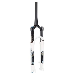 CHICTI Mountain Bike Fork CHICTI 26" 1-1 / 8" Suspension Fork, MTB Mountain Bike Aluminum Alloy Cone Disc Brake Damping Adjustment Travel 100mm Black&White Cycling (Color : White, Size : 29inch)