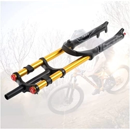  Mountain Bike Fork DH Downhill Mountain Bike Suspension Fork 26 / 27.5 / 29 Inch MTB Fork Travel 130mm Air Fork Rebound Adjust Straight Double Shoulder Front Fork with Lockout, Gold-26inch