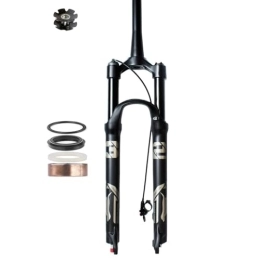 DYSY Mountain Bike Fork DYSY Air Suspension Fork 26 / 27.5 / 29 Inch 140mm Mountain Bike Magnesium Alloy 1 / 1-8" Rebound Adjust Straight Tube Bicycle Steerer Cycling Fork (Color : Remote lock B, Size : 29 inch)