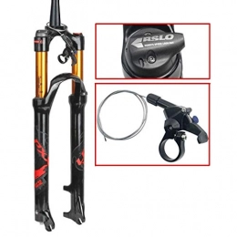 DZGN Spares DZGN Mountain bike suspension fork 26 27.5 29 inch travel 100mm air fork cone tube 1-1 / 2"XC bicycle QR hand control remote control MTB, B-Red, 26in