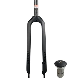 Enjcyling TOSEEK Full Carbon MTB Rigid Fork, 26in / Offset 45mm / 1/8" Straight Tube Threadless/Disc Brake / 9x100mm QR / T800 Carbon Fiber/Headset Expander Top Cap, for Mountain Bike XC