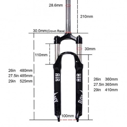 FANGXUEPING Spares FANGXUEPING Mtb Fork Supention 26'' 27.5'' 29" Bicycle Preload Adjust Qr Mountain Bikes Suspension Forks Aluminum 100mm Travel 1-1 / 8" 27.5 TopCap