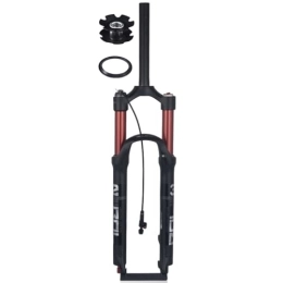 FukkeR Mountain Bike Fork FukkeR 26 / 27.5 / 29'' Mountain Bike Double Air Chamber Supension Fork Bicycle Front Forks Straight 28.6mm Rebound Adjustment 120mm Travel 9 * 100mm QR Axle HL RL (Color : Red remote, Size : 26inch)