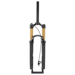 Fussbudget 27.5in Mountain Bike Air Suspension Fork, High Strength Remote Lockout Straight Steerer Silent Bike Suspension Front Fork for MTB Cycling Gold Tube
