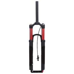 Fussbudget Spares Fussbudget Bike Front Fork, 29inch Dual Air Chamber Damping Straight Remote Lockout Front Fork for Mountain Bike Red