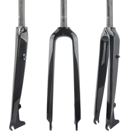 HIMALO Spares HIMALO 26 / 27.5 / 29 MTB Rigid Fork Carbon Fiber Disc Brake Mountain Bike Fork 1-1 / 8'' Straight Front Fork QR 9mm (Color : Glossy black, Size : 26'')