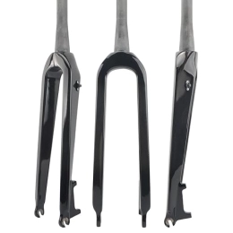 HIMALO Spares HIMALO Carbon Fiber MTB Fork 26 27.5 29 Inch Mountain Bike Rigid Fork 1-1 / 2 Tapered Disc Brake Front Fork QR 9x100mm Ultralight (Color : Glossy black, Size : 26'')