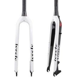 HIMALO Spares HIMALO Carbon Fiber MTB Rigid Fork 26 / 27.5 / 29 Disc Brake Mountain Bike Fork 1-1 / 2" Tapered Bicycle Front Fork QR 9mm (Color : White, Size : 26'')