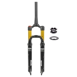 HIMALO Spares HIMALO Mountain Bike Suspension Fork 26 / 27.5 / 29 MTB Air Fork Travel 100mm 1-1 / 8 Straight / Tapered Disc Brake Fork Manual Lockout QR 9 * 100mm (Color : Gold tapered, Size : 26'')