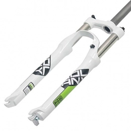 HIOD Mountain Bike Fork HIOD Mountain Bike Fork Bicycle Suspension Shoulder Control Fork Stroke 100mm for MTB Straight Tube, White, 26-inch