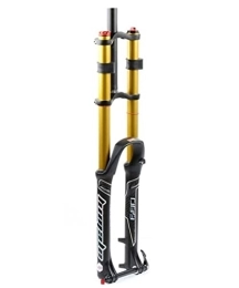 HSQMA Mountain Bike Fork HSQMA 26 27.5 29 Inch Mountain Bike Suspension Fork Travel 140mm Downhill MTB Double Shoulder Oil Fork DH / XC Disc Brake 1-1 / 8 Thru Axle With Damping HL (Color : Gold, Size : 29 inch)