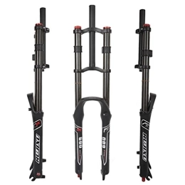 HSQMA Mountain Bike Fork HSQMA Downhill Mountain Bike Suspension Fork 26 / 27.5 / 29 DH MTB Air Fork Travel 130mm Rebound Adjust Straight Double Crown Front Fork Manual Lockout QR 9mm (Color : Black, Size : 26'')