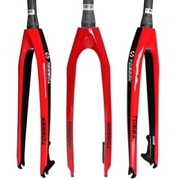HSQMA Mountain Bike Fork HSQMA Fiber Carbon MTB Rigid Fork 26 / 27.5 / 29 Inch Mountain Bike Disc Brake Front Fork 1-1 / 2'' Tapered Tube Threadless QR 9mm (Color : Red, Size : 27.5inch)