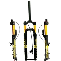 HSQMA Mountain Bike Fork HSQMA Mountain Bike Suspension Fork 26 27.5 29 Inch Air Fork 120mm Travel MTB Fork Rebound Adjustable 1-1 / 8'' Straight Bicycle Front Fork Thru Axle 15mm (Color : Gold remote, Size : 26'')