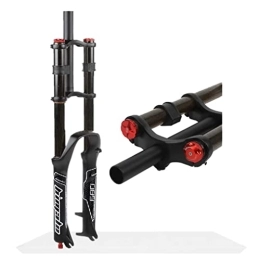 HSQMA Spares HSQMA MTB Downhill Fork 26 27.5 29 Inch DH Mountain Bike Air Suspension Fork Travel 130mm Rebound Adjust Straight Double Shoulder Front Fork Manual Lockout (Color : Black fork, Size : 26'')