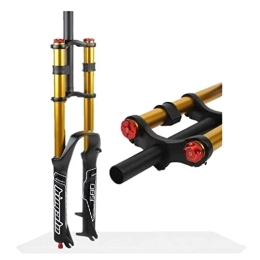 HSQMA Spares HSQMA MTB Downhill Fork 26 27.5 29 Inch DH Mountain Bike Air Suspension Fork Travel 130mm Rebound Adjust Straight Double Shoulder Front Fork Manual Lockout (Color : Gold fork, Size : 27.5'')