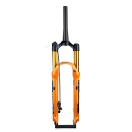 HSQMA Spares HSQMA MTB Suspension Fork 26 / 27.5 / 29 Travel 100mm Air Fork 39.8mm Tapered Tube QR 9mm Remote Lockout Aluminum Alloy AM XC Mountain Bike Front Forks 1-1 / 2'' Disc Brake (Color : 27.5inch Gold)