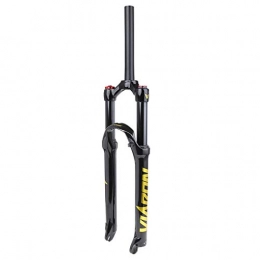 HWL Mountain Bike Fork HWL 26 Inch MTB Air Suspension Forks, Magnesium Alloy Bicycle 1-1 / 8" Straight Tube Steerer 27.5" Shoulder Controlled Travel 120mm (Color : Yellow, Size : 27.5 inch)