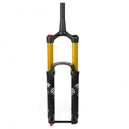 Jejy Mountain Bike Fork Jejy Travel 180mm MTB 27.5 / 29 Inch Air Forks Thru Axle 15x110mm, Magnesium Alloy Tapered Steerer 1-1 / 8" Mountain Bicycle Suspension Fork Outdoor (Color : Black gold tube, Size : 29)