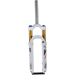 L.BAN Mountain Bike Fork L.BAN Suspension Forks 26 Inch MTB Air Suspension Fork 27.5 Inch Straight Tube Unisex 1-1 / 8" disc Bicycle Steerer Tube Travel 120mm, White-26in