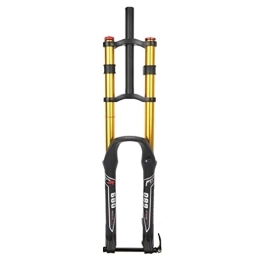 LAVSENA Spares LAVSENA DH MTB Fork 26 / 27.5 / 29 Inch Mountain Bike Suspension Fork Downhill Travel 140mm Air Fork Double Crown Thru Axle Rebound Adjust 1-1 / 8 Straight With Lockout (Color : Gold fork, Size : 27.5'')