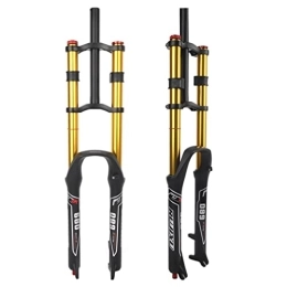 LAVSENA Spares LAVSENA MTB Fork Mountain Bike Suspension Fork 26 / 27.5 / 29 Travel 130mm XC / DH Air Fork Downhill Double Crown Rebound Adjust 1-1 / 8 Straight QR Manual Lockout (Color : Gold, Size : 29inch)