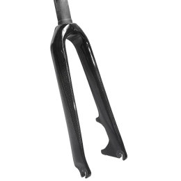 LHHL Mountain Bike Fork LHHL 14" 16" 17" 18" Carbon Fiber Folding Bike Front Forks Rigid Fork 1-1 / 8" Threadless Ultralight Disc Brake QR 100x9mm Straight Tube Bicycle Forks (Color : Black-matte, Size : 16")