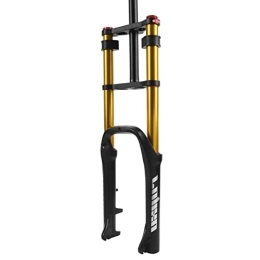 LHHL Spares LHHL 20 Inch Mountain Bike Air Suspension Fork 4.0 Double Shoulder Downhill MTB Fork Travel 120mm 1-1 / 8 Shock Absorber Rebound Adjustment QR Alxe 9 * 135mm (Color : Gold, Size : 20 inch)