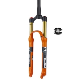 LHHL Mountain Bike Fork LHHL 26 / 27.5 / 29 Inch Air Bike Fork Mountain Bike Front Forks Disc Brake Tapered Tube 1-1 / 2" QR 100x9mm Travel 100mm With Damping HL (Color : Orange, Size : 27.5inch)