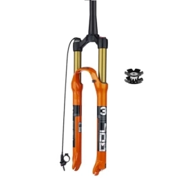 LHHL Spares LHHL 26 / 27.5 / 29 Inch Air Bike Fork Travel 100mm With Damping HL Mountain Bike Front Forks Disc Brake Tapered Tube 1-1 / 2" QR 100x9mm (Color : Orange, Size : 29inch)