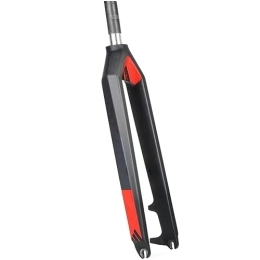 LHHL Spares LHHL 26 / 27.5 / 29 Inch MTB Fork Mountain Bicycle Full Carbon Fiber Forks QR 9mm Bicycle Rigid Front Fork Disc Brake 1-1 / 8" Threadless Straight Tube (Color : Black+red+gray, Size : 27.5")