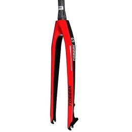 LHHL Mountain Bike Fork LHHL Carbon Fiber MTB Rigid Fork 26 / 27.5 / 29" Tapered Tube 1-1 / 8" Disc Brake Mountain Bike Front Forks Threadless Ultralight Bicycle QR 9x100mm (Color : Red glossy, Size : 27.5")