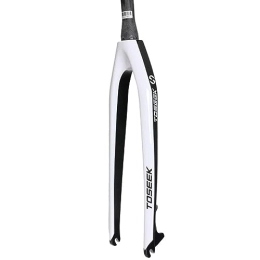 LHHL Mountain Bike Fork LHHL Carbon Fiber MTB Rigid Fork 26 / 27.5 / 29" Tapered Tube 1-1 / 8" Disc Brake Mountain Bike Front Forks Threadless Ultralight Bicycle QR 9x100mm (Color : White glossy, Size : 27.5")