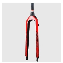 LHHL Spares LHHL Carbon Fiber MTB Rigid Forks 26 / 27.5 / 29" Tapered Tube 1-1 / 8" Disc Brake Bicycle Fork QR 9x100mm Threadless Ultralight Mountain Bike Front Forks (Color : Red, Size : 26")