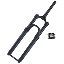 LHHL Mountain Bike Fork LHHL Mountain Bike Air Suspension Fork 26 / 27.5 / 29 Inch Travel 100mm With Damping Tapered Tube 1 / 1 / 2" Thru Axle 15x110mm Disc Brake Remote Lockout (Color : Black, Size : 27.5inch)