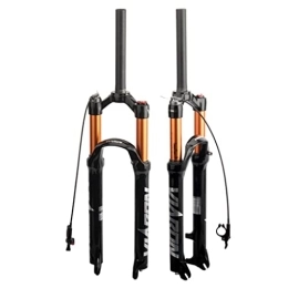 LHHL Mountain Bike Fork LHHL Mountain Bike Fork 26 / 27.5 / 29in Bike Forks 1-1 / 8" Straight Tube Air MTB Suspension Fork Travel 100mm XC Bicycle Front Fork Remote Lockout QR 9mm (Color : Black gold, Size : 26in)