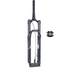LHHL Mountain Bike Fork LHHL Mountain Bike Fork Manual Lockout 1-1 / 2" Tapered Tube 26 / 27.5 / 29 In Thru Axle 15x110mm Damping Air Fork MTB Fork Travel 100mm Disc Brake Front Forks (Color : Black, Size : 27.5inch)