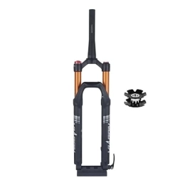LHHL Mountain Bike Fork LHHL Mountain Bike Suspension Forks 26 / 27.5 / 29 Inchs Air Damping MTB Fork Thru Axle 15x100mm Travel 100mm Tapered Tube Bicycle Front Fork Manual Lockout (Color : Black, Size : 27.5inch)