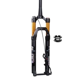 LHHL Mountain Bike Fork LHHL MTB Air Fork 100mm Travel Disc Brake 26 / 27.5 / 29 Inches Mountain Bike Suspension Forks 1-1 / 2" Tapered Tube 100x15mm Thru Axle Manual Lockout (Color : Black, Size : 26 inch)